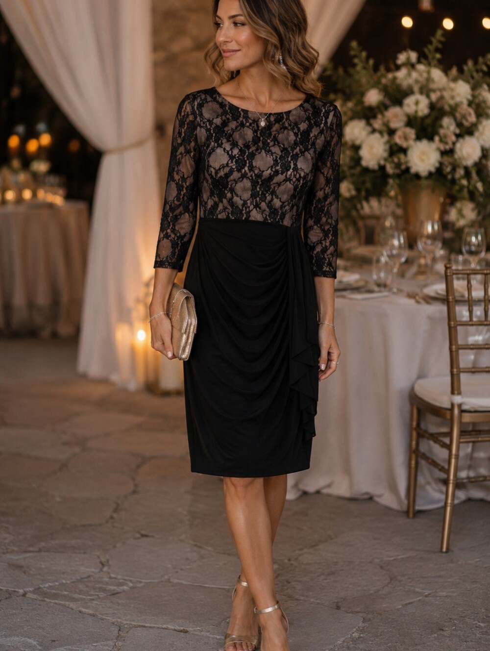 Black Label Black Lace Bodice Cocktail Formal Dress, Size 16, NWT